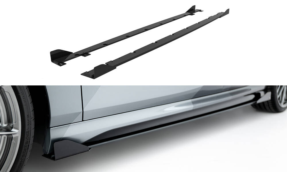 Maxton Design Street Pro Street+ Seitenschweller Leisten + Flaps passend für BMW 2 M-Paket / M235i Gran Coupe F74 schwarz Hochglanz