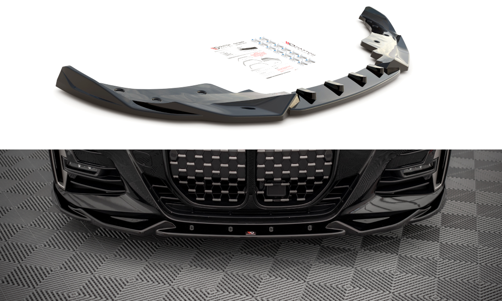 Maxton Design Street+ Spoilerlippe Front Ansatz V.2 passend für BMW 4er M-Paket / M440i G22 / G23 / G22 Facelift / G23 Facelift schwarz Hochglanz