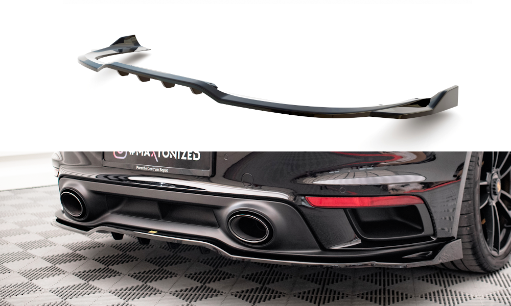 Maxton Design Street+ Mittlerer Diffusor RACE passend für Porsche 911 Turbo S 992 schwarz Hochglanz