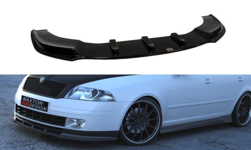 Maxton Design Street+ Spoilerlippe Front Ansatz passend für Skoda Octavia Mk2 schwarz Hochglanz