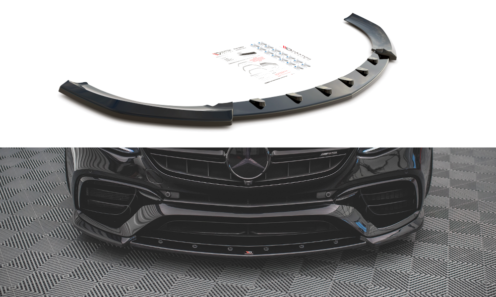 Maxton Design Street+ Spoilerlippe Front Ansatz V.3 passend für Mercedes-Benz E63 AMG Kombi/Limousine S213/W213 schwarz Hochglanz