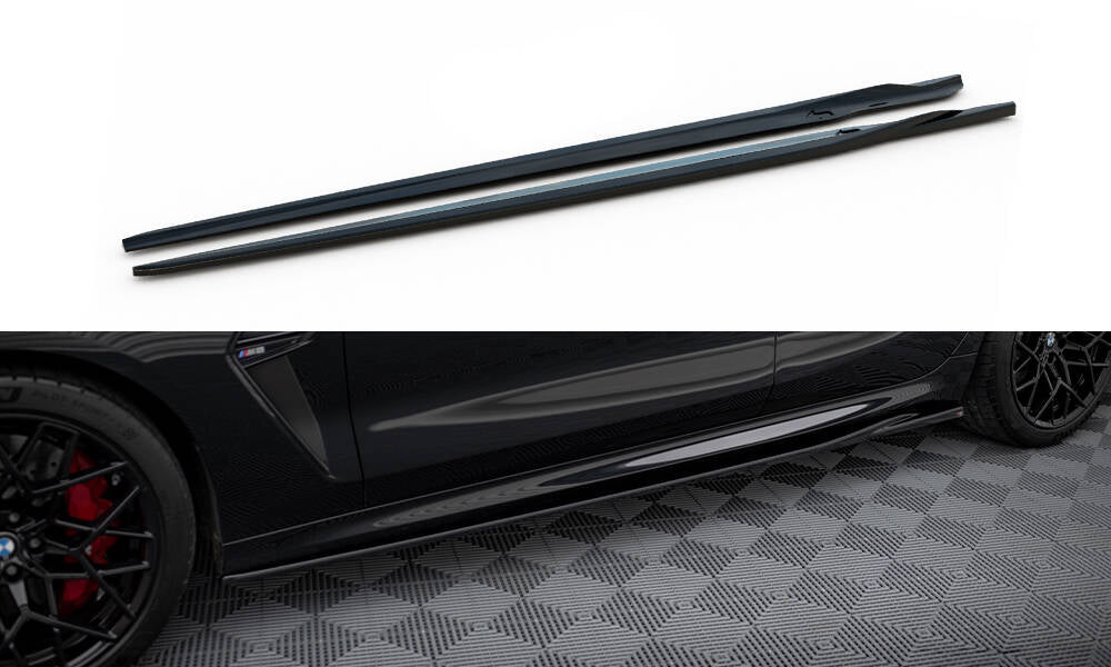 Maxton Design Street+ Seitenschweller Leisten V.2 passend für BMW M8 Gran Coupe F93 / 8 Gran Coupe M-Paket G16 schwarz Hochglanz