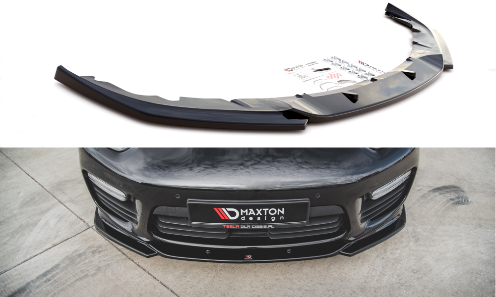 Maxton Design Street+ Spoilerlippe Front Ansatz V.2 passend für Porsche Panamera Turbo 970 Facelift schwarz Hochglanz