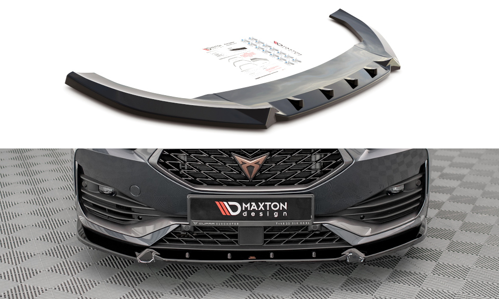 Maxton Design Street+ Spoilerlippe Front Ansatz V.1 passend für Cupra Leon Mk1 schwarz Hochglanz
