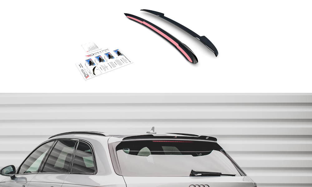 Maxton Design Spoiler CAP V.2 passend für Audi S4 / A4 S-Line Avant B9 schwarz Hochglanz