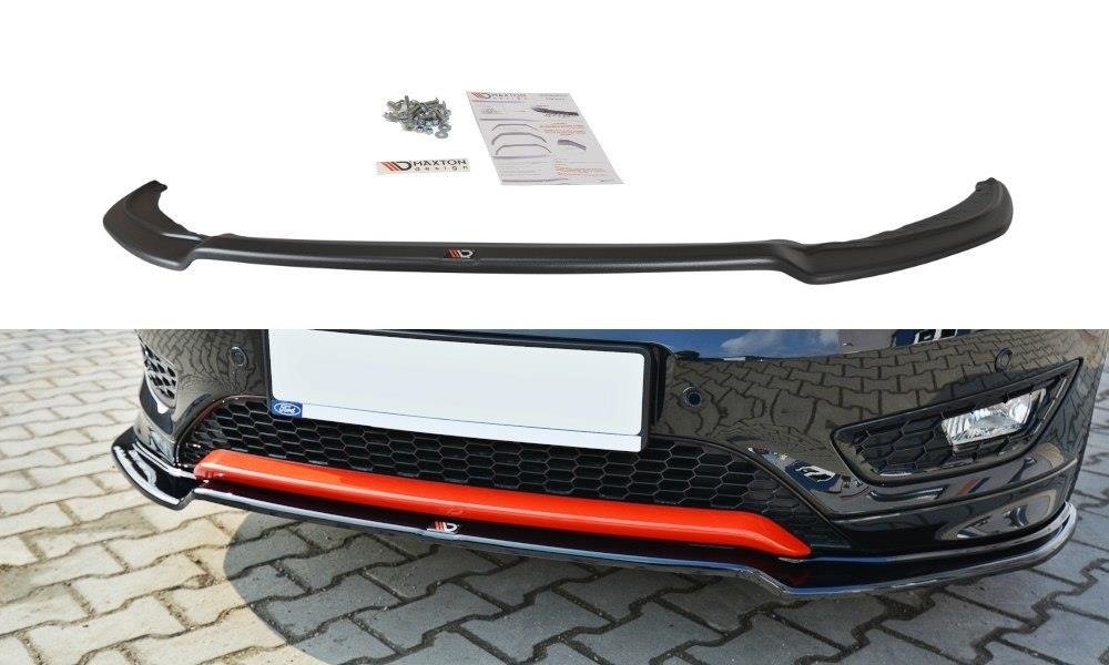 Maxton Design Street+ Spoilerlippe Front Ansatz V.2 passend für Ford Focus ST-Line Mk3 Facelift schwarz Hochglanz