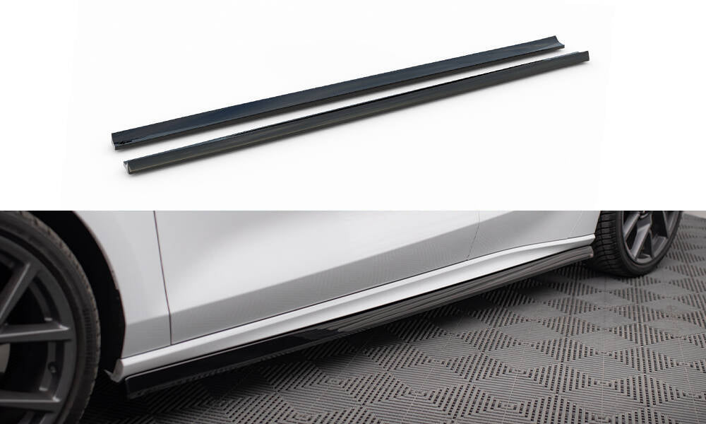 Maxton Design Street+ Seitenschweller Leisten passend für V.5 Ford Focus ST / ST-Line Mk4 Facelift schwarz Hochglanz
