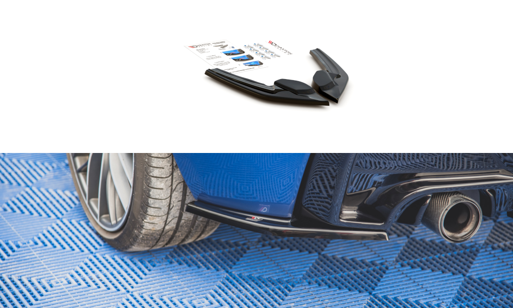 Maxton Design Heck Ansatz Flaps Diffusor V.2 passend für (Für heckansatz v.1) BMW M135i F20 schwarz Hochglanz
