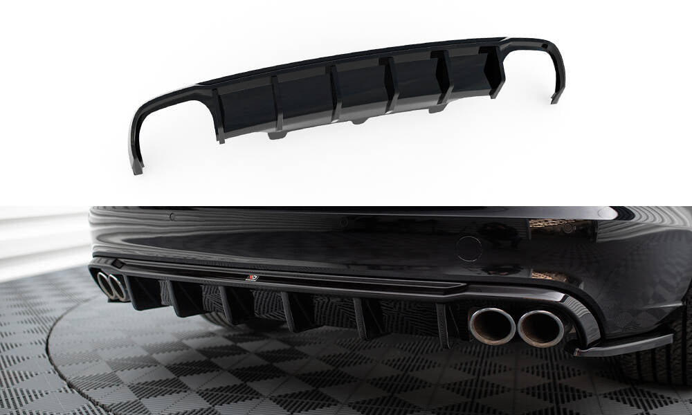Maxton Design Diffusor Heck Ansatz passend für Audi A6 Limousine / Avant C7 (Doppelauspuff li. re.)