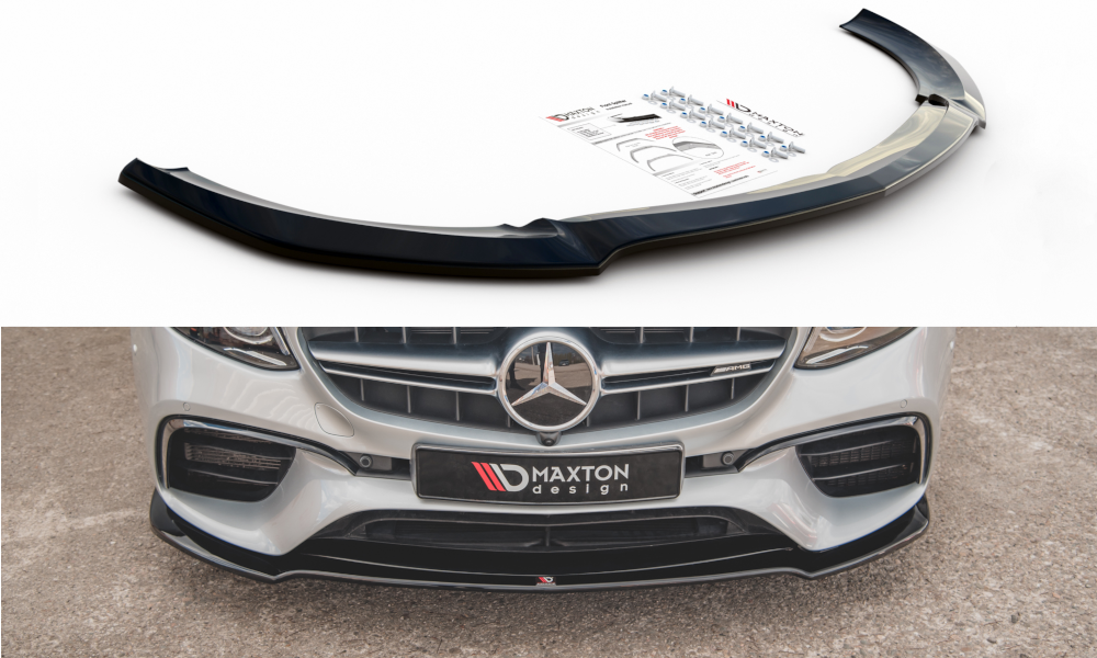 Maxton Design Street+ Spoilerlippe Front Ansatz V.1 passend für Mercedes-Benz E63 AMG Kombi/Limousine S213/W213 schwarz Hochglanz
