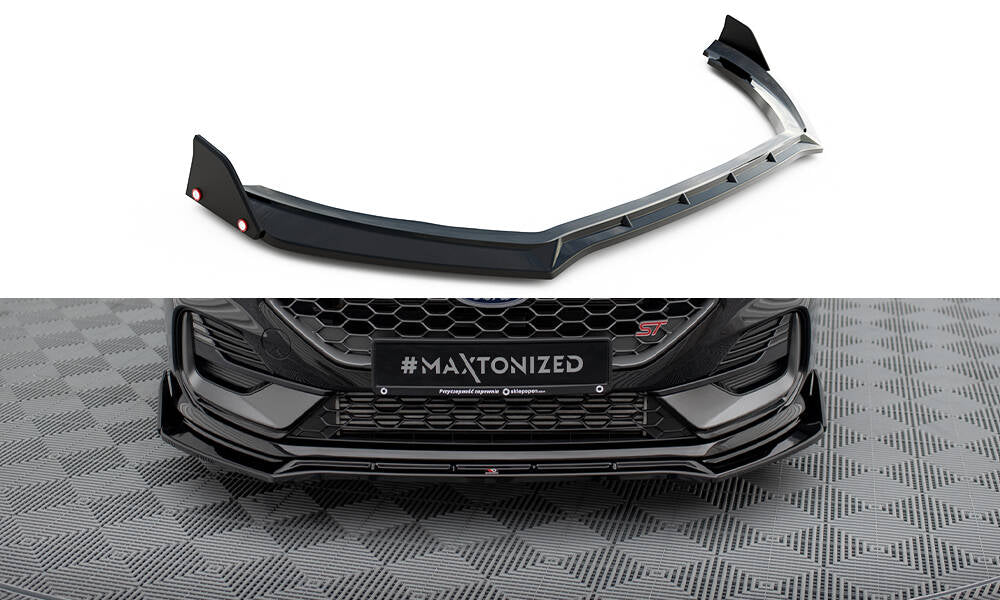 Maxton Design Street+ Spoilerlippe Front Ansatz V.4 + Flaps passend für Ford Fiesta ST / ST-line Mk8 Facelift