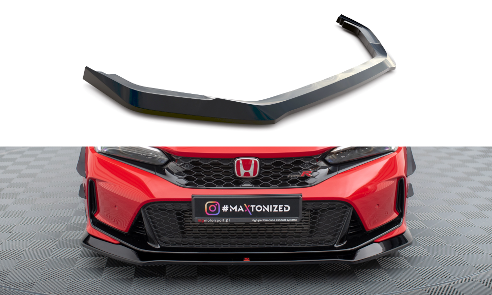 Maxton Design Street+ Spoilerlippe Front Ansatz V.1 passend für Honda Civic Type-R Mk 11 schwarz Hochglanz