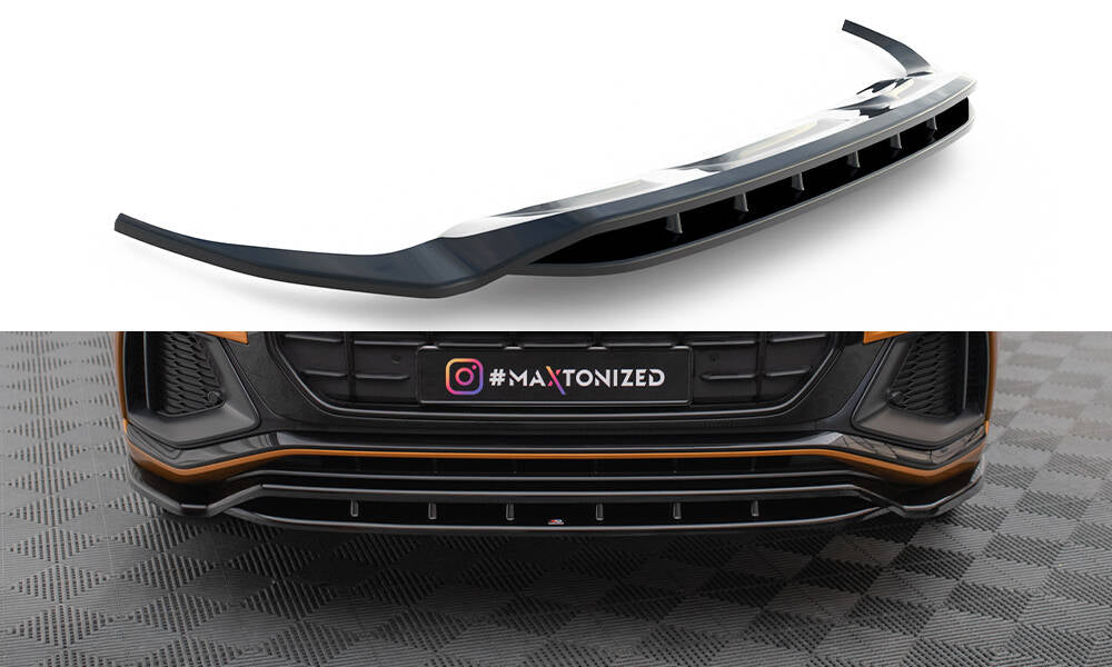 Maxton Design Street+ Spoilerlippe Front Ansatz passend für V.1 Audi Q8 S-line / SQ8 Mk1 schwarz Hochglanz