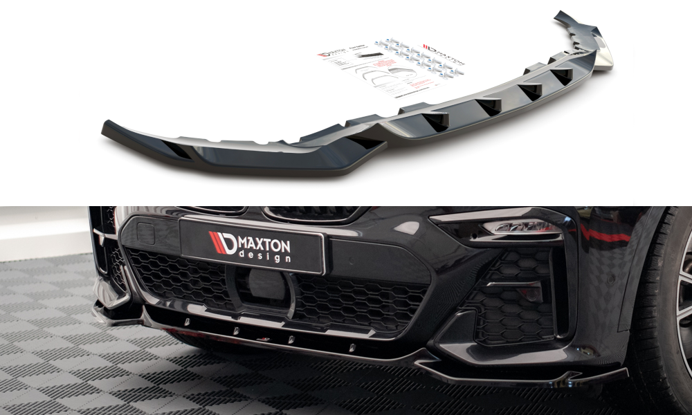 Maxton Design Street+ Spoilerlippe Front Ansatz V.3 passend für BMW X7 M-Paket G07 schwarz Hochglanz
