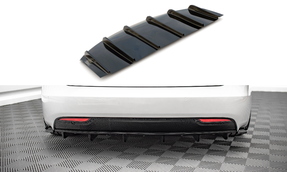 Maxton Design Diffusor Heck Ansatz passend für Tesla Model S Facelift schwarz Hochglanz