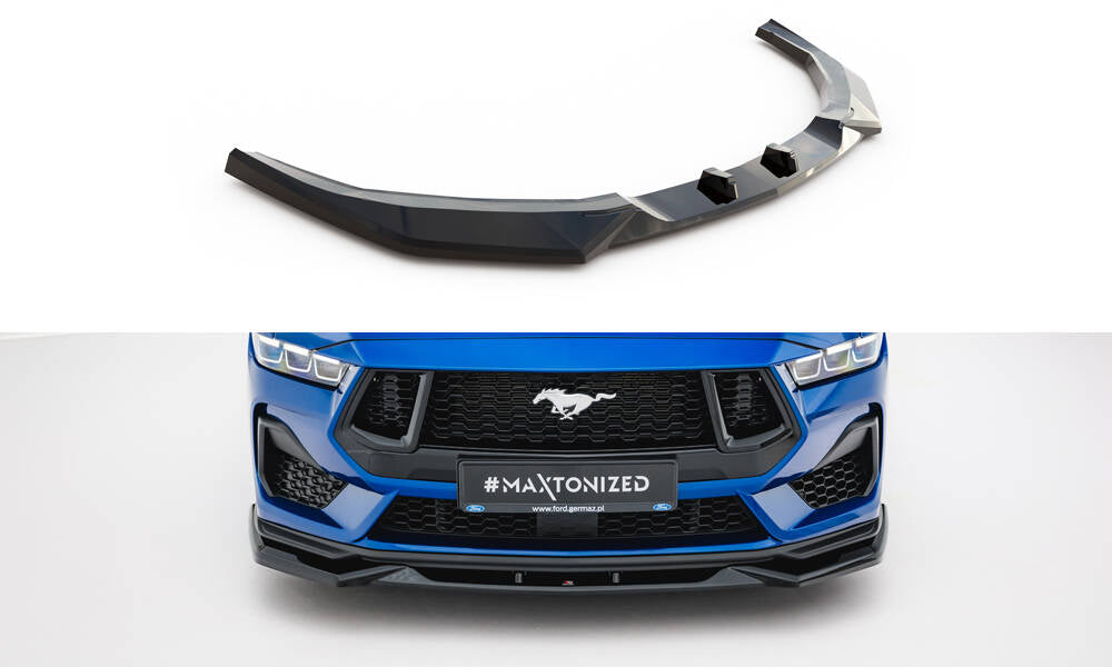 Maxton Design Street+ Spoilerlippe Front Ansatz V.2 passend für Ford Mustang GT Mk7 schwarz Hochglanz