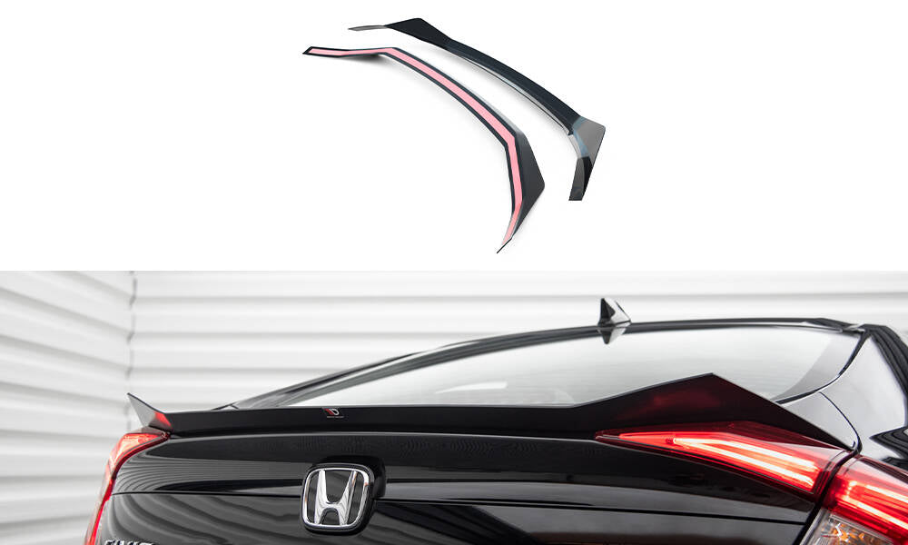 Maxton Design Spoiler CAP passend für Honda Civic Limousine Mk10 / Mk10 Facelift schwarz Hochglanz