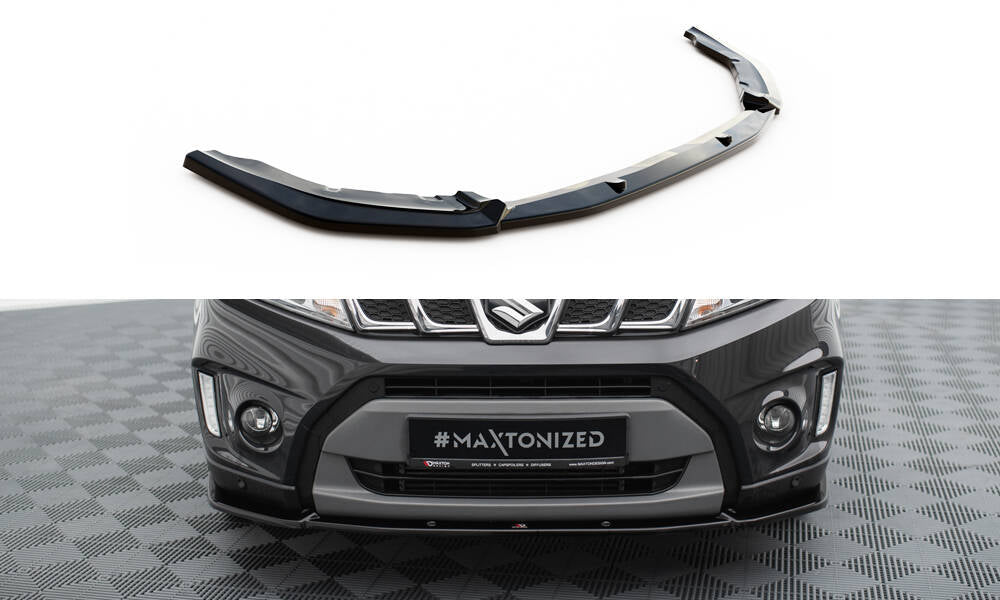 Maxton Design Street+ Spoilerlippe Front Ansatz V.2 passend für Suzuki Vitara S Mk2 schwarz Hochglanz
