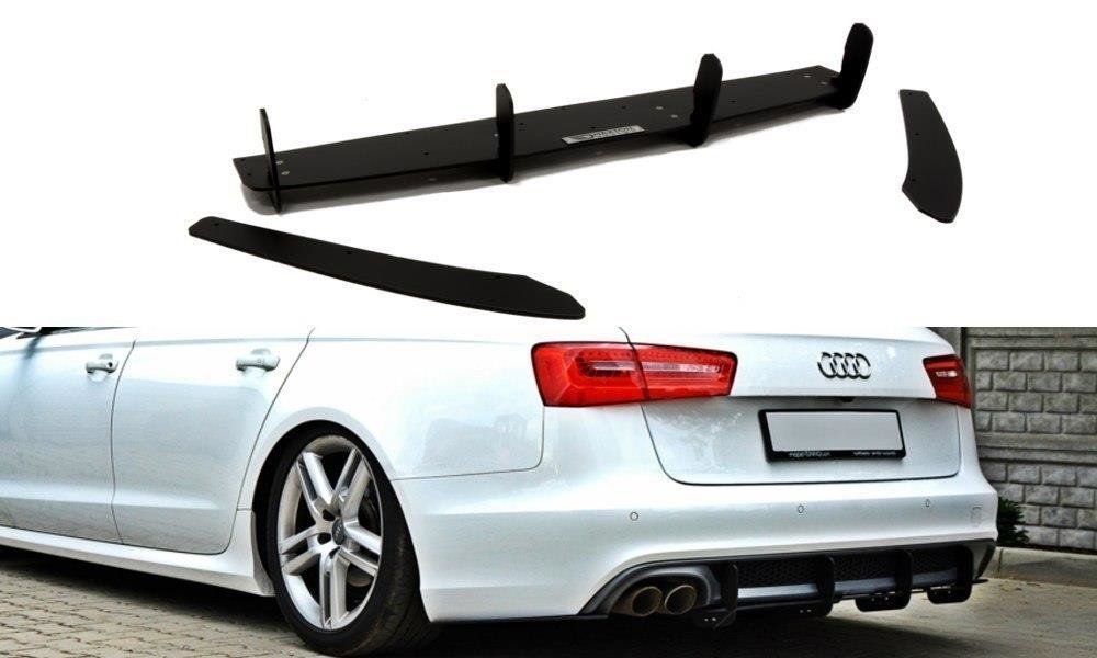 Maxton Design Heckschürze passend für & Heck Ansatz Flaps Diffusor passend für Audi A6 S-Line C7 (auspuffendrohr 1x2)
