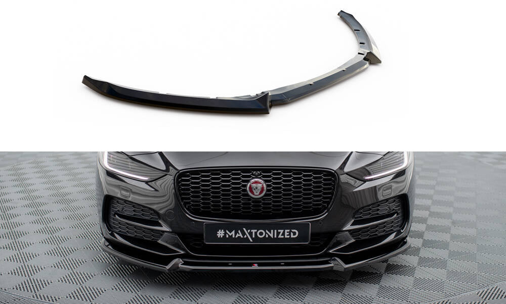 Maxton Design Street+ Spoilerlippe Front Ansatz V.2 passend für Jaguar XE X760 Facelift schwarz Hochglanz
