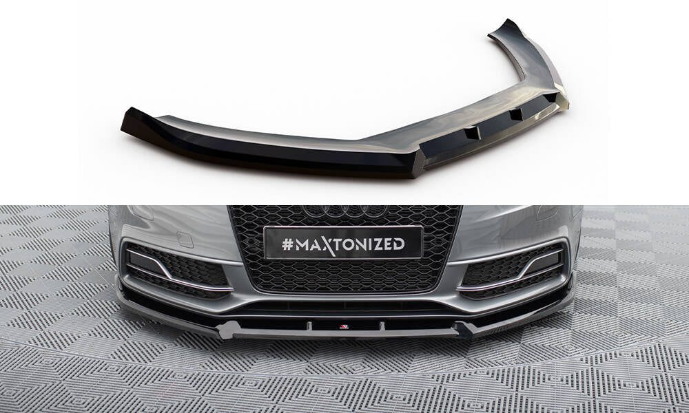 Maxton Design Street+ Spoilerlippe Front Ansatz V.3 passend für Audi S5 / A5 S-Line 8T Facelift schwarz Hochglanz