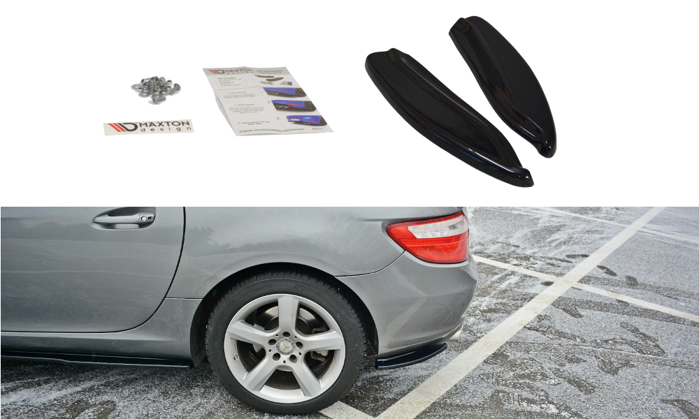 Maxton Design Heck Ansatz Flaps Diffusor V.1 passend für Mercedes SLK R172 schwarz Hochglanz