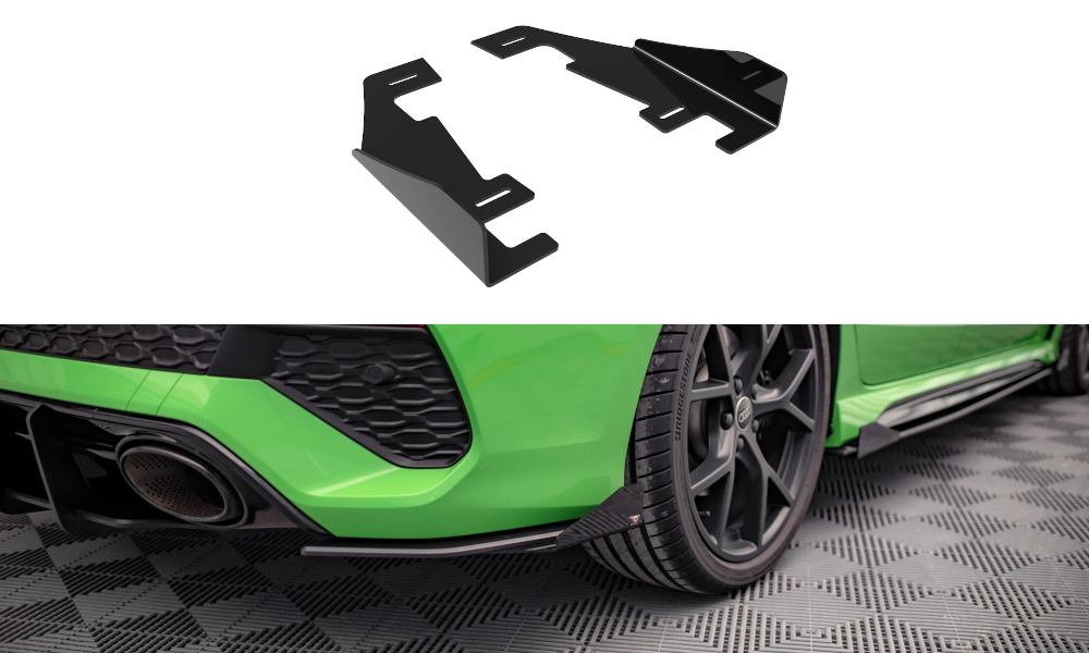 Maxton Design Hintere Seiten Flaps passend für Audi RS3 Limousine 8Y schwarz Hochglanz