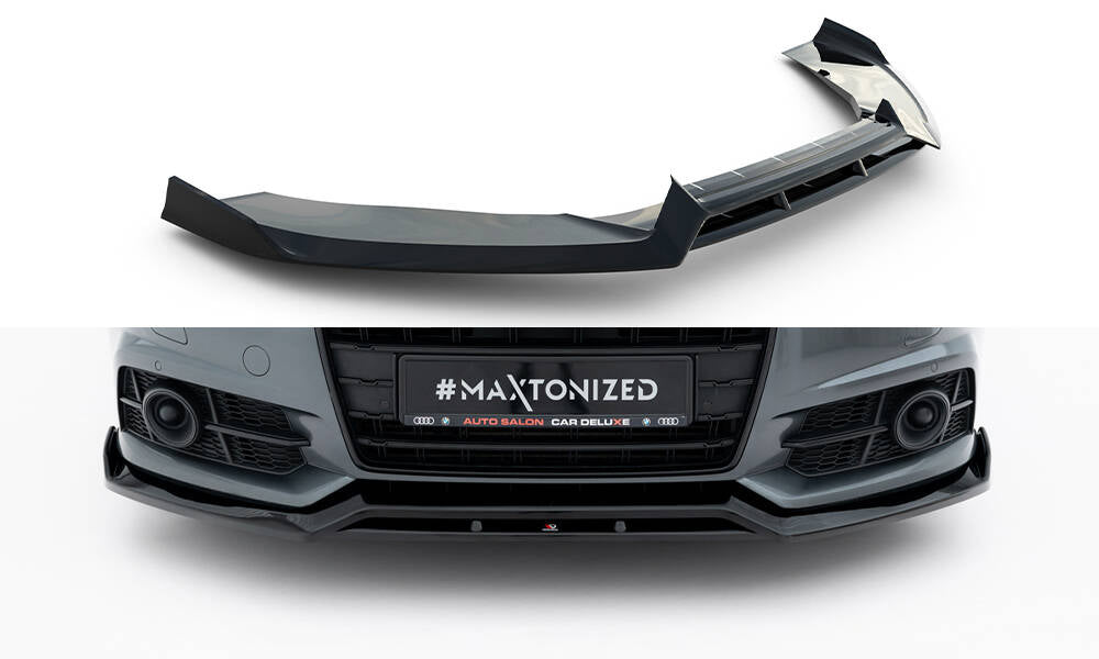 Maxton Design Street+ Spoilerlippe Front Ansatz V.3 passend für Audi A6 / A6 C7 S-line/ S6 C7 Facelift schwarz Hochglanz