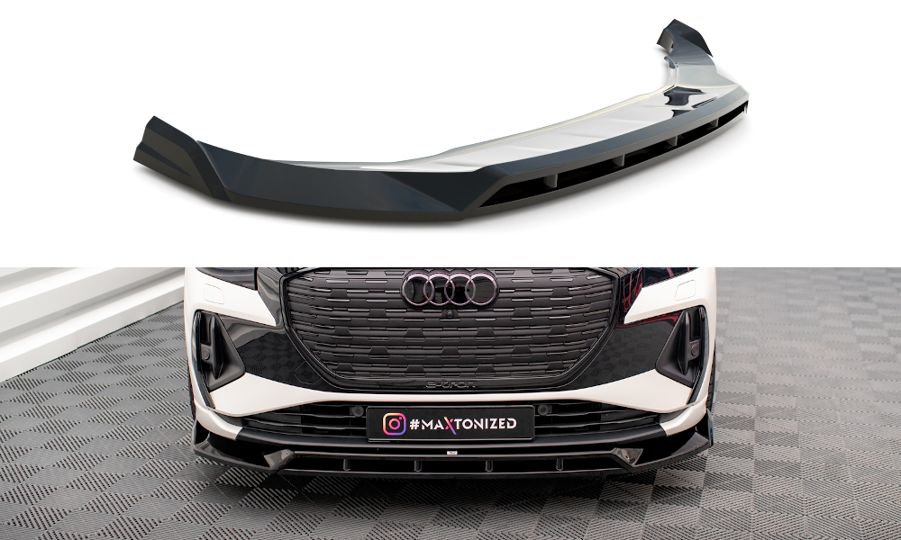 Maxton Design Street+ Spoilerlippe Front Ansatz V.2 passend für Audi Q4 e-tron Sportback S-line Mk1 schwarz Hochglanz
