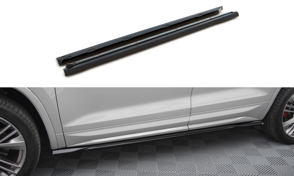 Maxton Design Street+ Seitenschweller Leisten passend für Skoda Kodiaq RS Mk1 / Mk1 Facelift schwarz Hochglanz