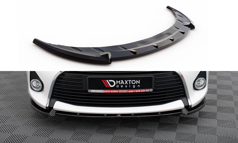 Maxton Design Street+ Spoilerlippe Front Ansatz passend für Toyota Yaris Mk3 Facelift schwarz Hochglanz