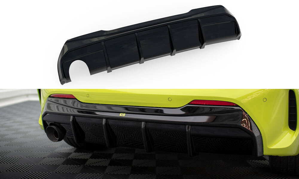 Maxton Design Diffusor Heck Ansatz V.3 passend für BMW 1er M-Paket / 128ti F40 (Ausführung mit einseitigem Doppelauspuffendrohr)