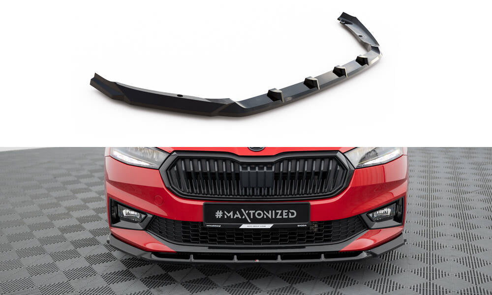 Maxton Design Street+ Spoilerlippe Front Ansatz passend für Skoda Fabia Mk4 schwarz Hochglanz