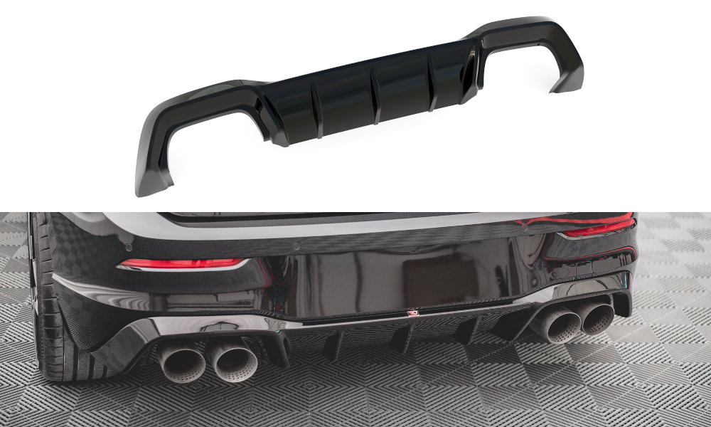 Maxton Design Diffusor Heck Ansatz V.1 passend für VW Golf R Hatchback Mk8 Facelift schwarz Hochglanz