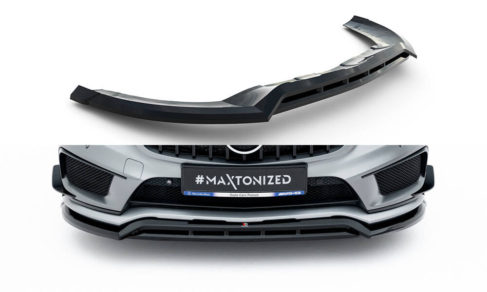 Maxton Design Street+ Spoilerlippe Front Ansatz passend für Mercedes-Benz GLA 45 AMG Off-roader X156 schwarz Hochglanz