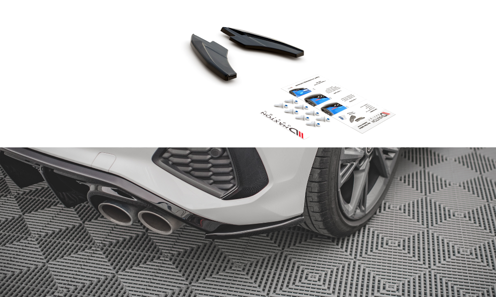 Maxton Design Heck Ansatz Flaps Diffusor V.2 passend für Audi S3 / A3 S-Line Sportback 8Y schwarz Hochglanz