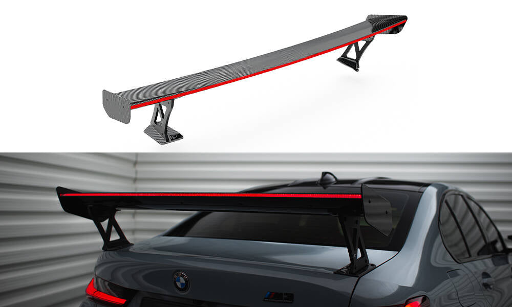 Maxton Design Carbon Spoiler With External Brackets Uprights + LED BMW M3 G80 / M340i G20 / 3 M-Paket G20 / 3 Standard G20 für BMW 3er G20