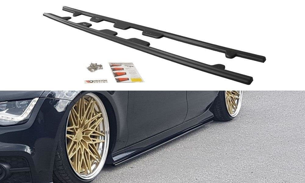 Maxton Design Street+ Seitenschweller Leisten passend für V.1 passend für Audi S7 / A7 S-Line C7 schwarz Hochglanz