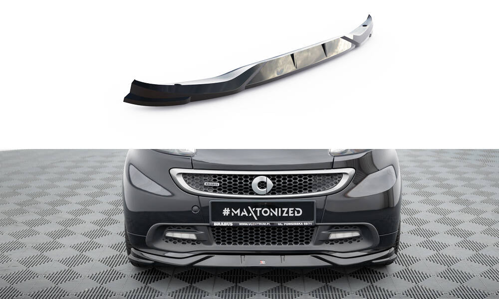 Maxton Design Street+ Spoilerlippe Front Ansatz passend für Brabus Smart Fortwo C451 Facelift schwarz Hochglanz