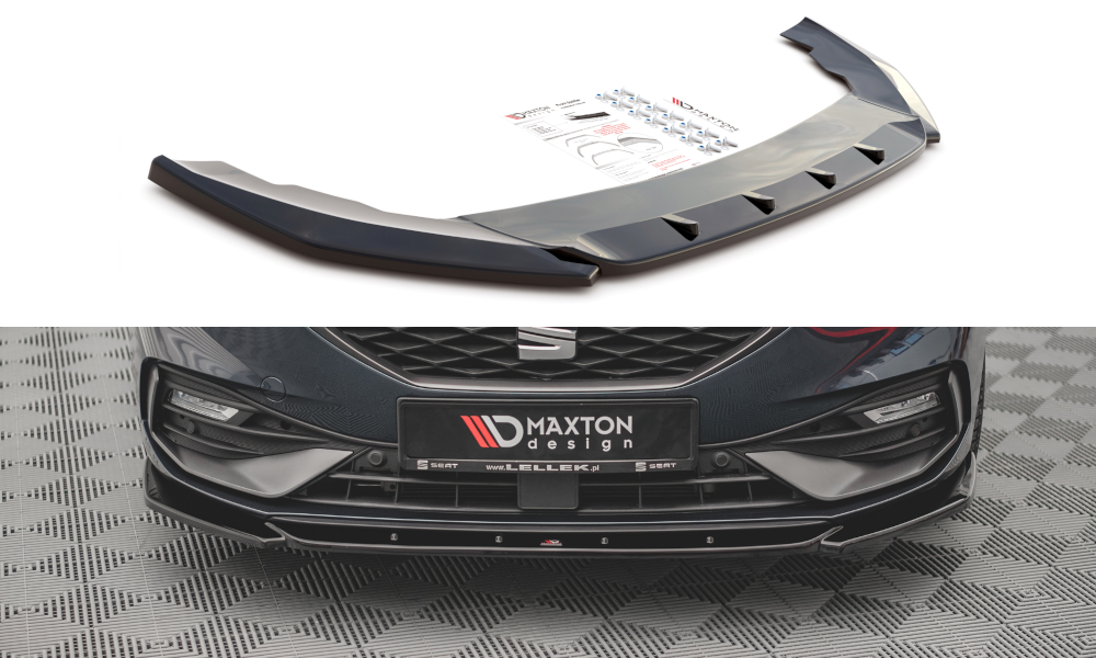 Maxton Design Street+ Spoilerlippe Front Ansatz V.2 passend für Seat Leon FR Mk4 schwarz Hochglanz