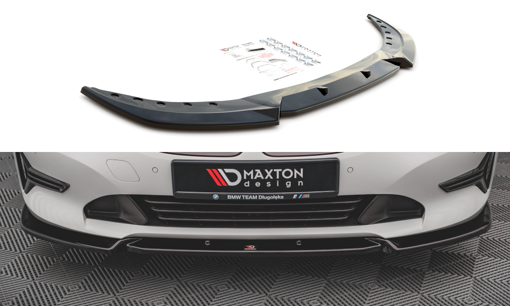 Maxton Design Street+ Spoilerlippe Front Ansatz V.1 passend für BMW 3er G20 / G21 schwarz Hochglanz