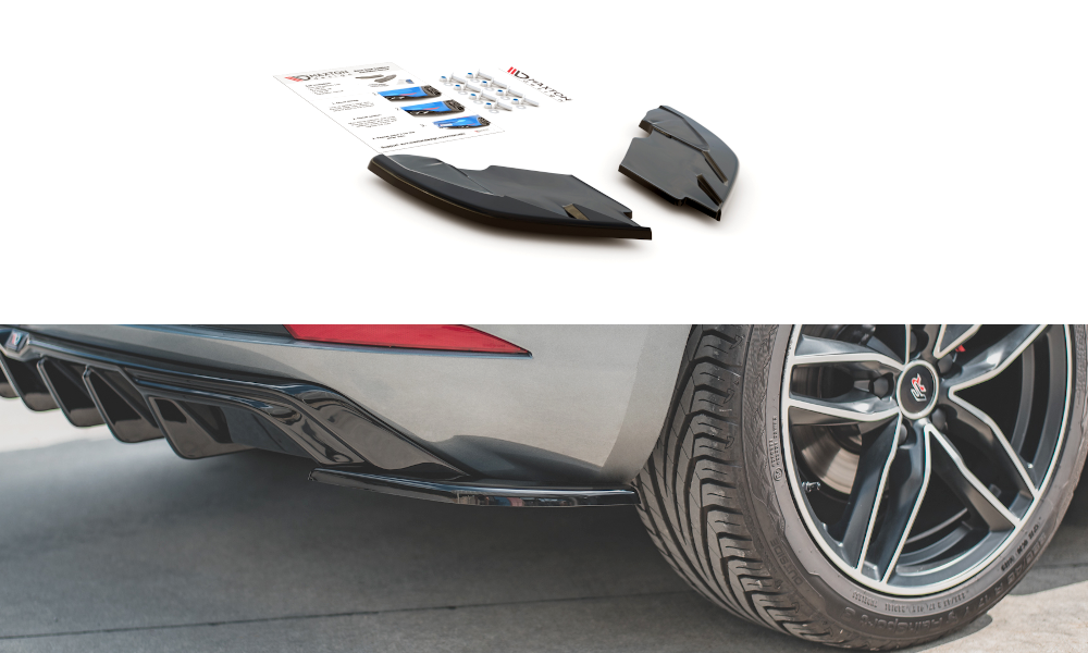 Maxton Design Heck Ansatz Flaps Diffusor passend für SEAT Leon Mk3 FR Facelift schwarz Hochglanz