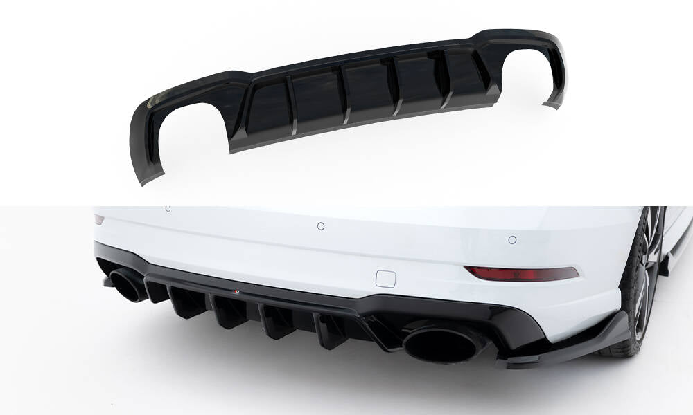 Maxton Design Diffusor Heck Ansatz V.2 passend für Audi RS3 Limousine 8V Facelift schwarz Hochglanz