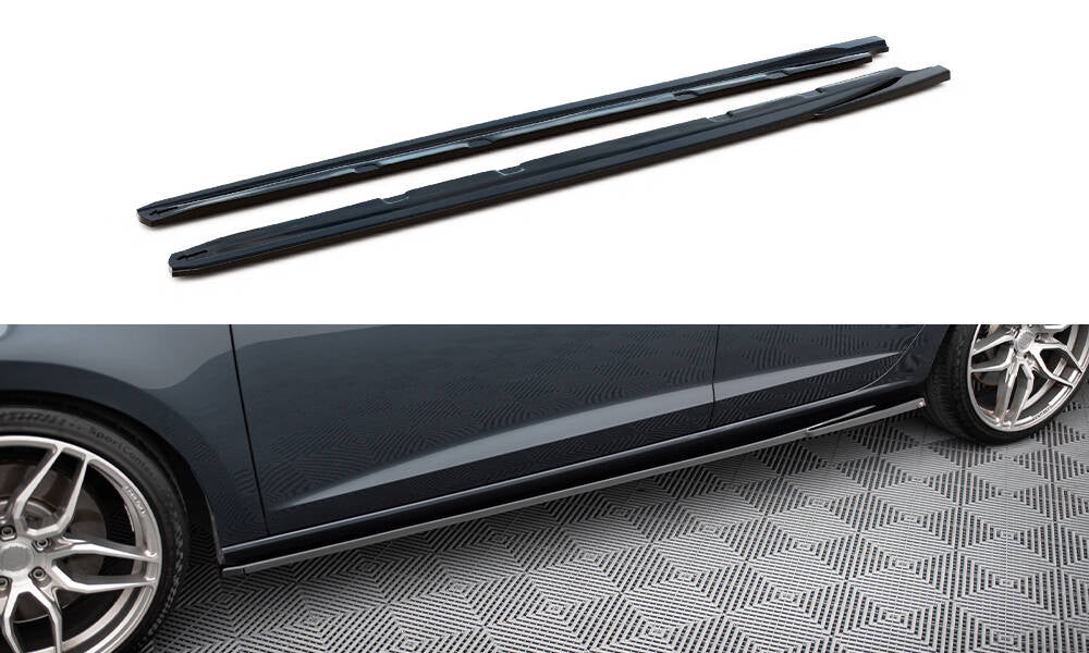 Maxton Design Street+ Seitenschweller Leisten passend für V.5 Seat Leon Cupra / FR Mk3 / Mk3 Facelift schwarz Hochglanz