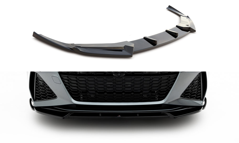 Maxton Design Street+ Spoilerlippe Front Ansatz V.1 passend für Audi RS6 C8 / C8 Facelift schwarz Hochglanz