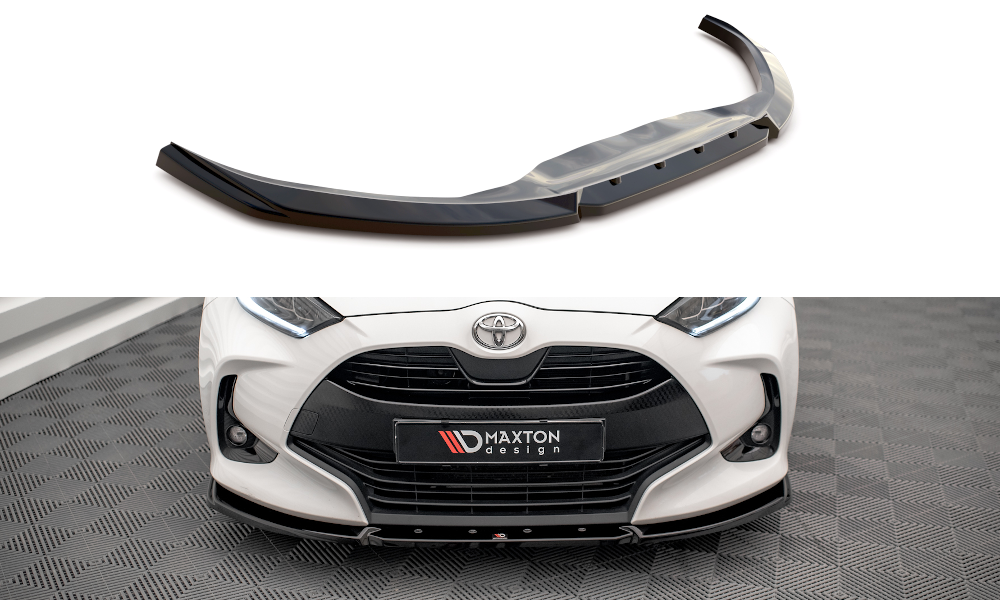 Maxton Design Street+ Spoilerlippe Front Ansatz V.2 passend für Toyota Yaris Mk4 schwarz Hochglanz