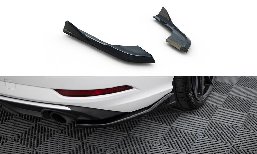 Maxton Design Heck Ansatz Flaps Diffusor V.1 passend für Audi A3 Limousine 8V Facelift schwarz Hochglanz
