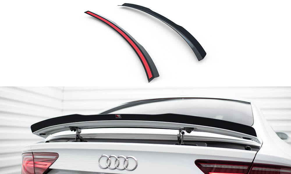 Maxton Design Spoiler CAP passend für Audi A7 / S7 / RS7 / A7 S-Line C7 / C7 Facelift schwarz Hochglanz