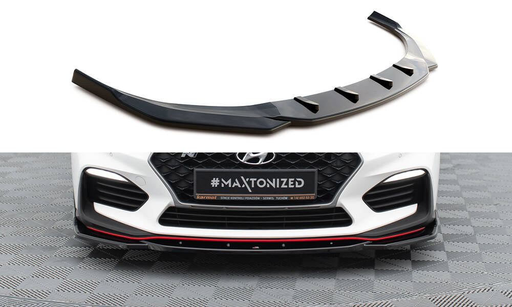 Maxton Design Street+ Spoilerlippe Front Ansatz V.4 passend für Hyundai I30 N Mk3 Hatchback/ Fastback schwarz Hochglanz