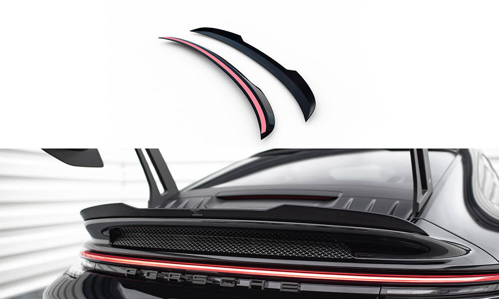 Maxton Design Niedriger Spoiler CAP passend für Porsche 911 992 GT3 schwarz Hochglanz